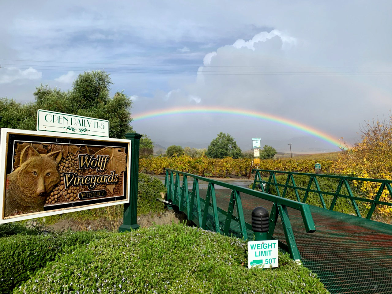 Winery entrance after a storm